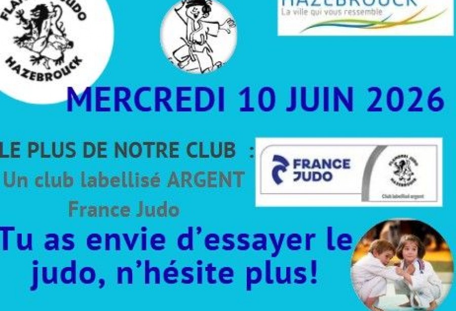 SEANCE D'ESSAI GRATUITE AU FLANDRES JUDO HAZEBROUCK : MERCREDI 10 JUIN