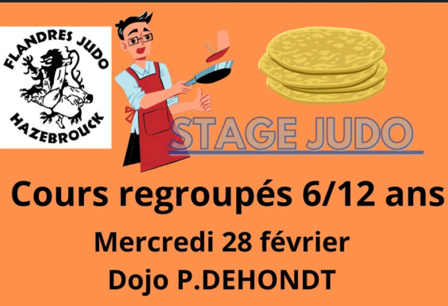 STAGE JUDO  pour la section enfants ce mercredi au dojo .P.Dehondt pour les 6/12 ans du FJH